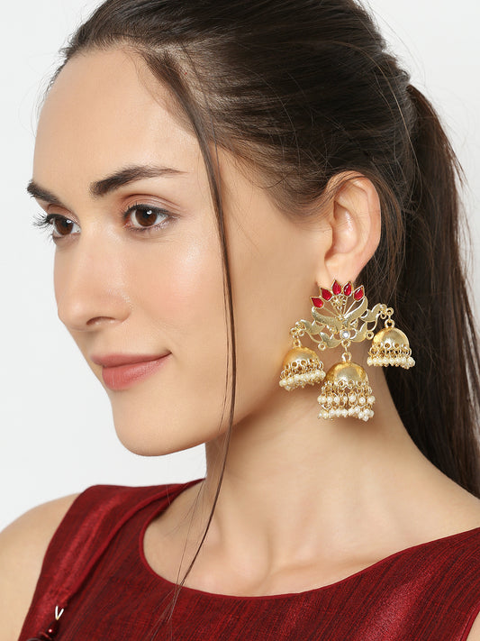 Lotus Shaped Jhumki Earrings