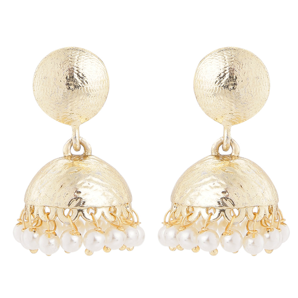 Rose Gold Tone Jhumki Earring with Artificial Pearl