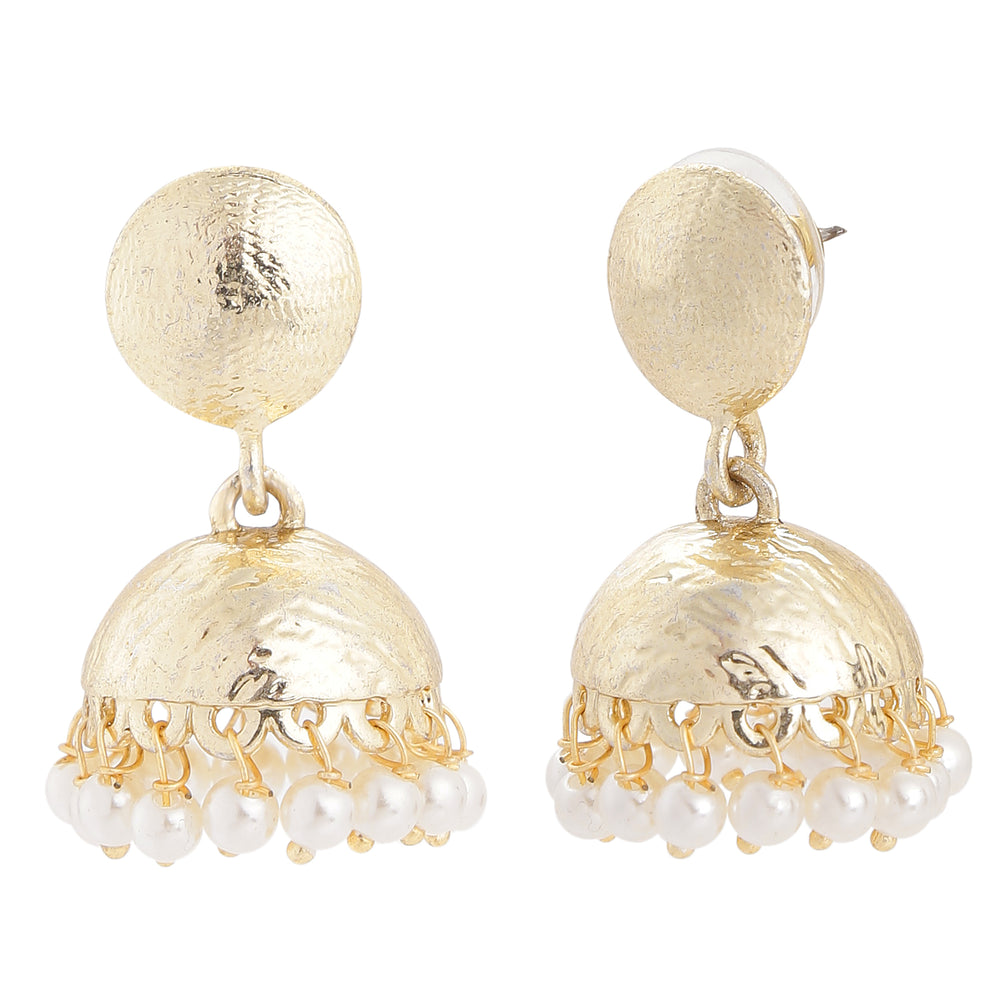 Rose Gold Tone Jhumki Earring with Artificial Pearl