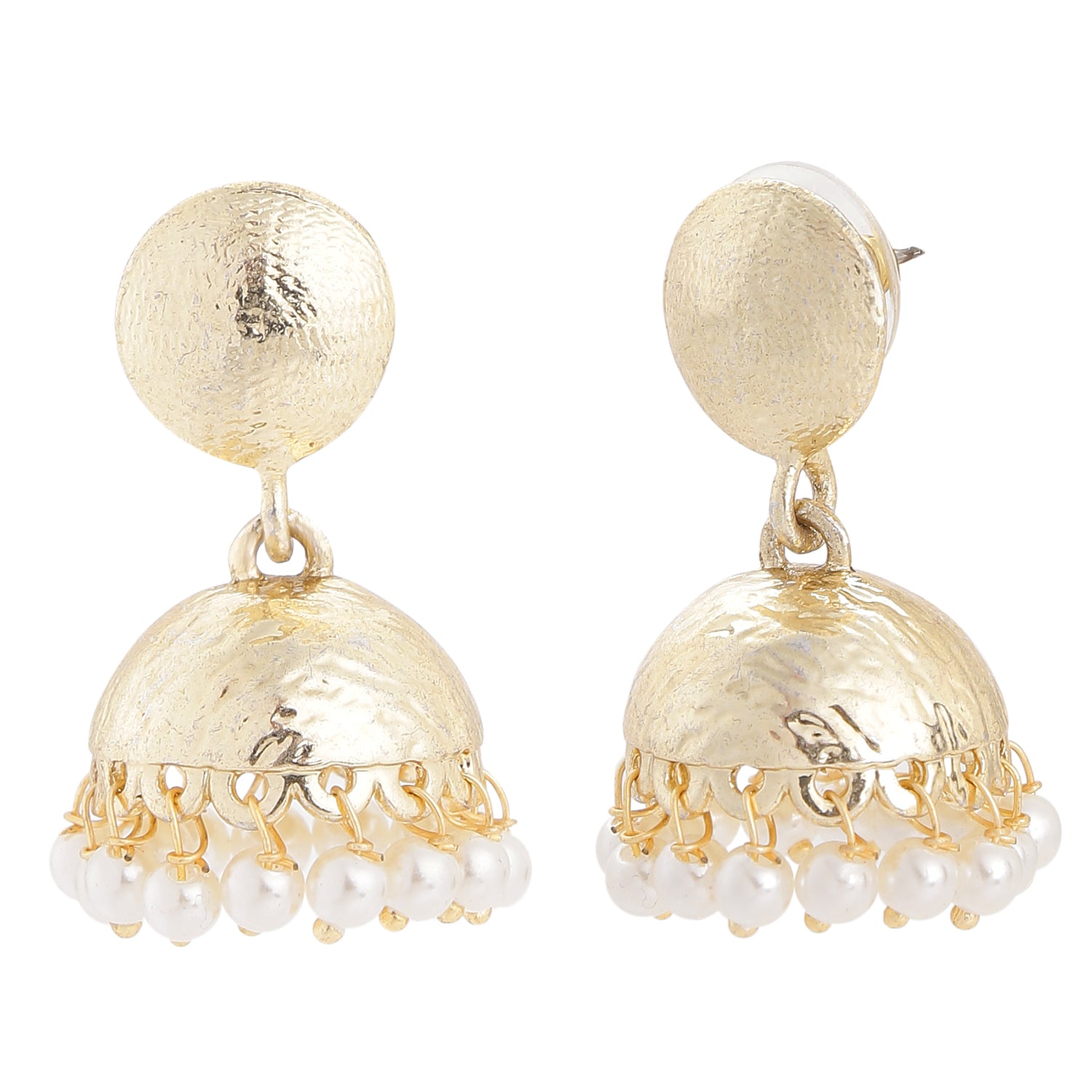 Rose Gold Tone Jhumki Earring with Artificial Pearl