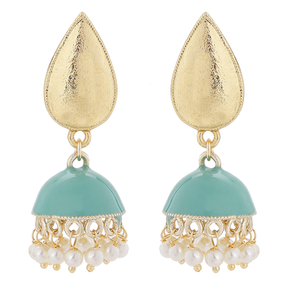 Meenakari Enamelled Jhumki Earring with Artificial Pearl