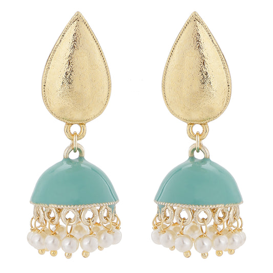 Meenakari Enamelled Jhumki Earring with Artificial Pearl