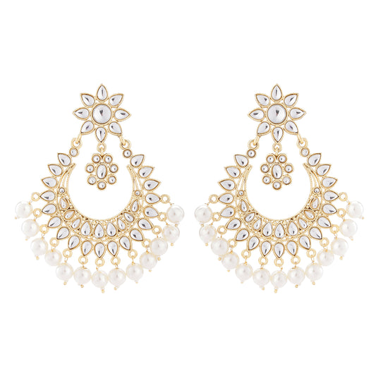 Floral Chandbali Dangler Kundan Earrings