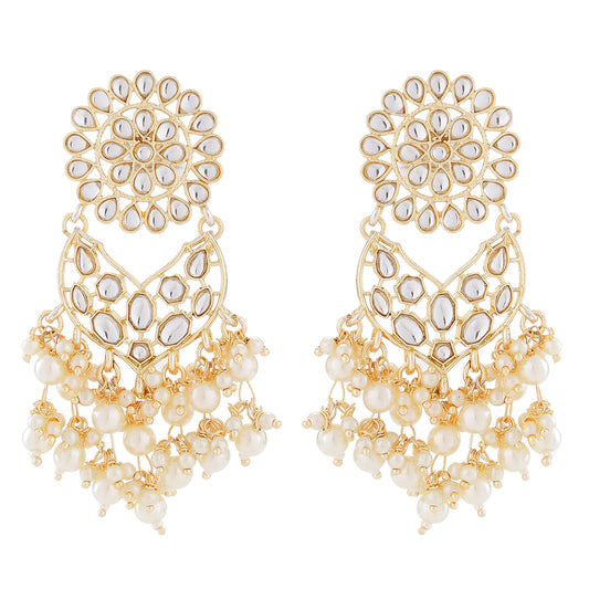 Floral Chandbali Dangler Kundan Earrings