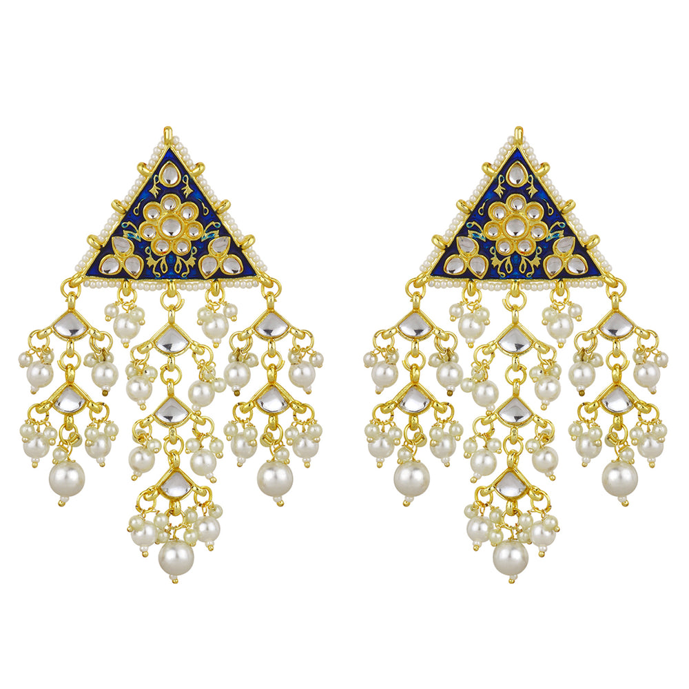 Meena Enamel Triangular Dangler Earrings