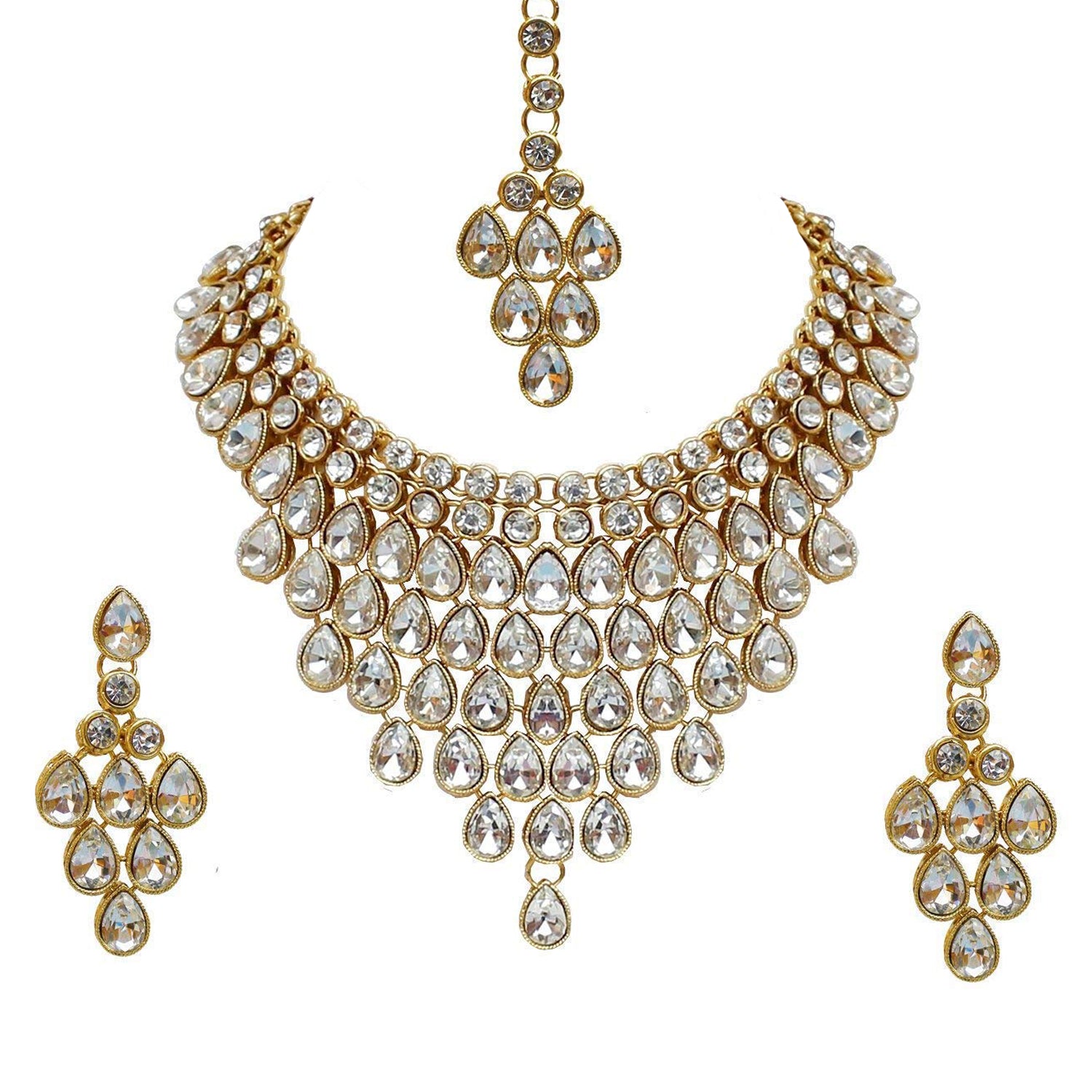 Pink Kundan Wedding Bridal Necklace Jewellery Set Earrings