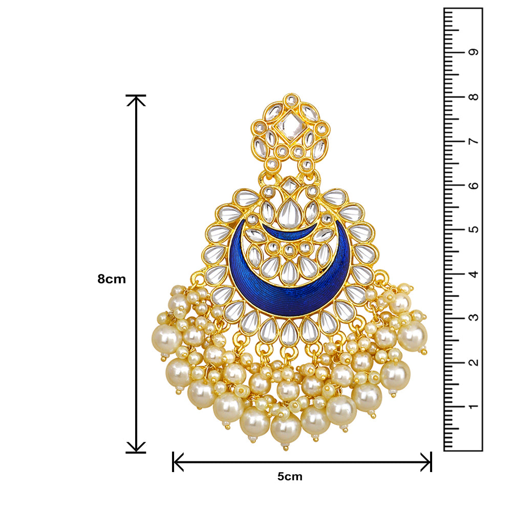 Blue Meenakari Work Enamel Layered Floral Traditional Neckace set Kundan and Artificial Beads