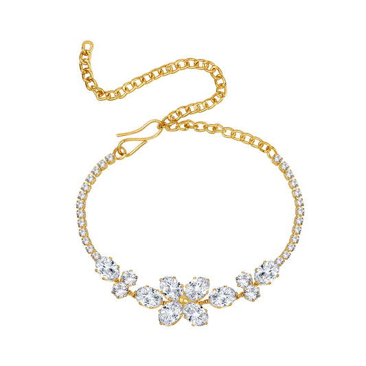 Classic Floral Studded American Daimonds Adjustable Bracelet