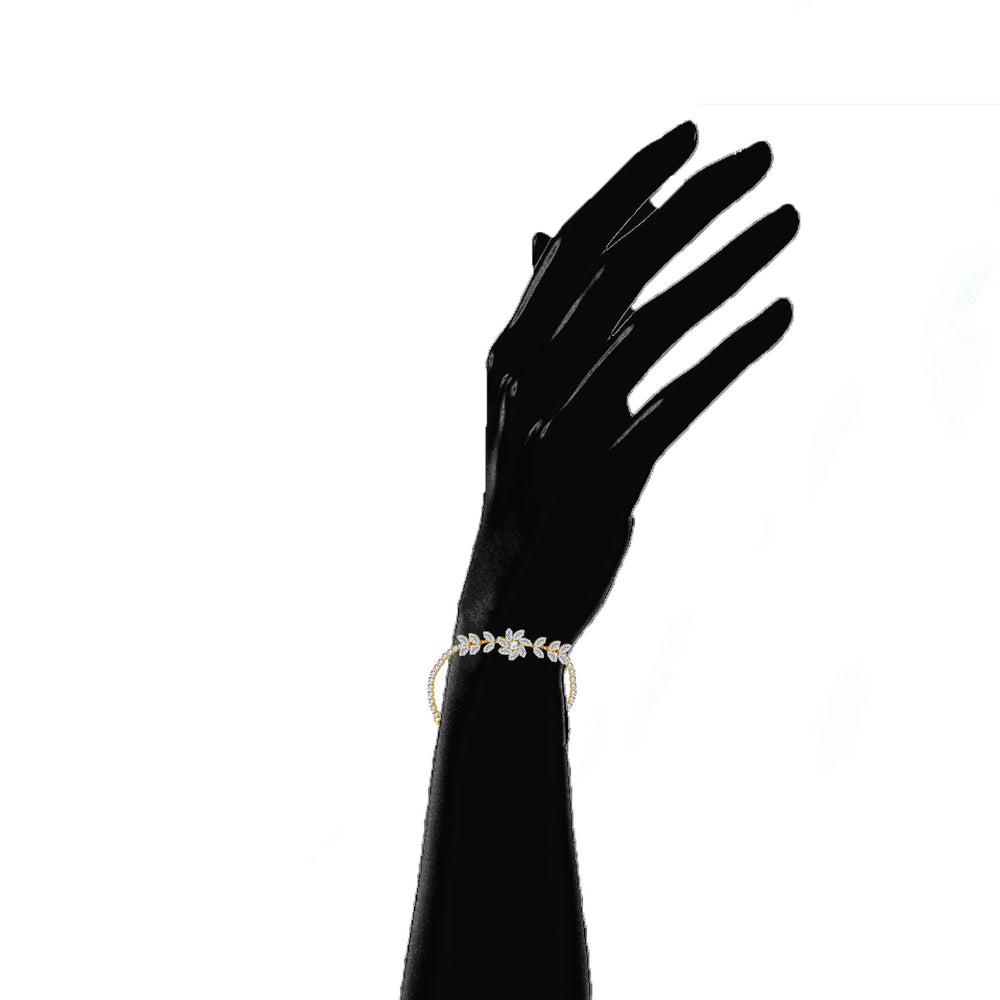 Classic Floral Studded American Daimonds Adjustable Bracelet