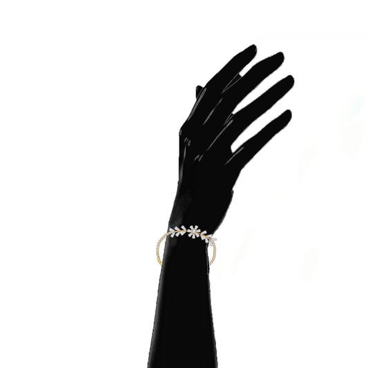 Classic Floral Studded American Daimonds Adjustable Bracelet