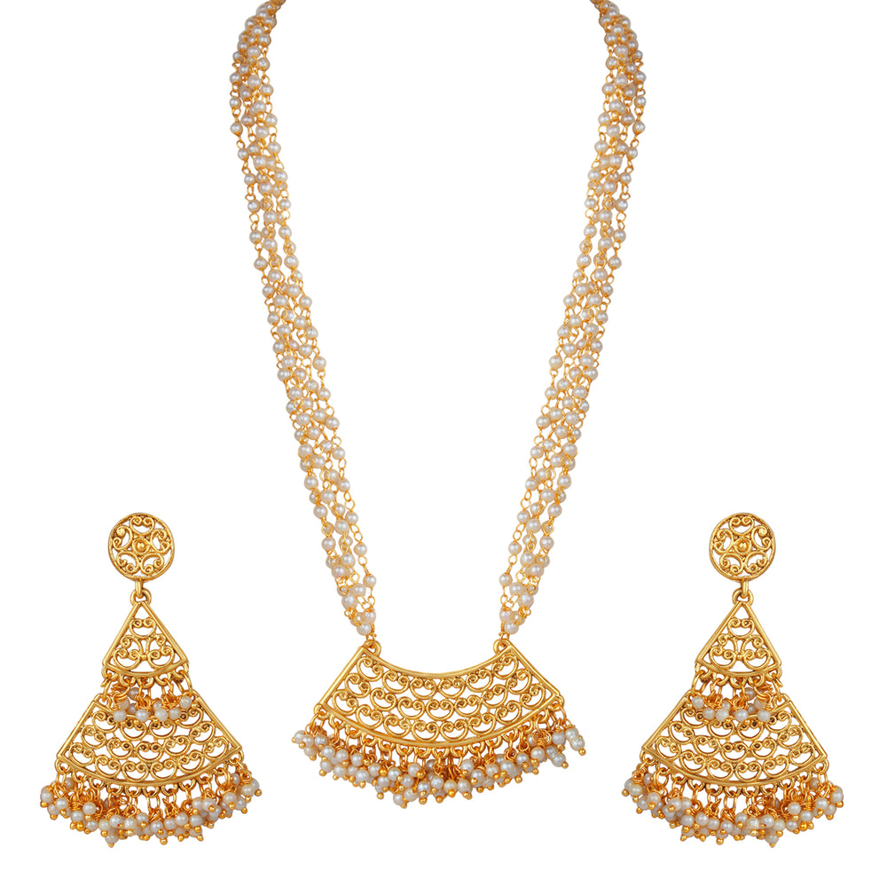 Traditional White Long Necklace set