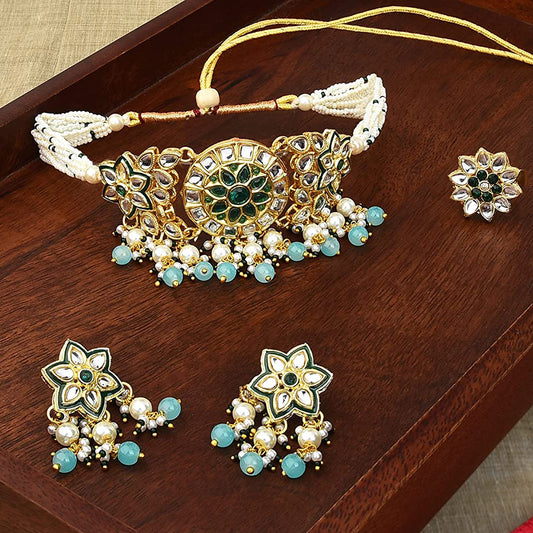 Traditional Ethnic Necklace Set with Finger Ring