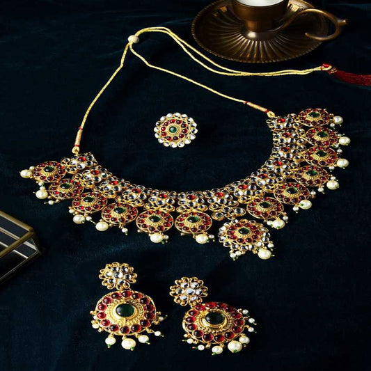Traditional Ethnic Necklace Set with Finger Ring