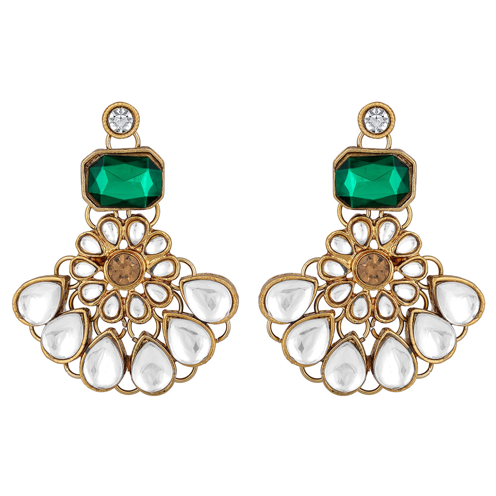 Gold Plated Multi Strand Green Necklace Set
