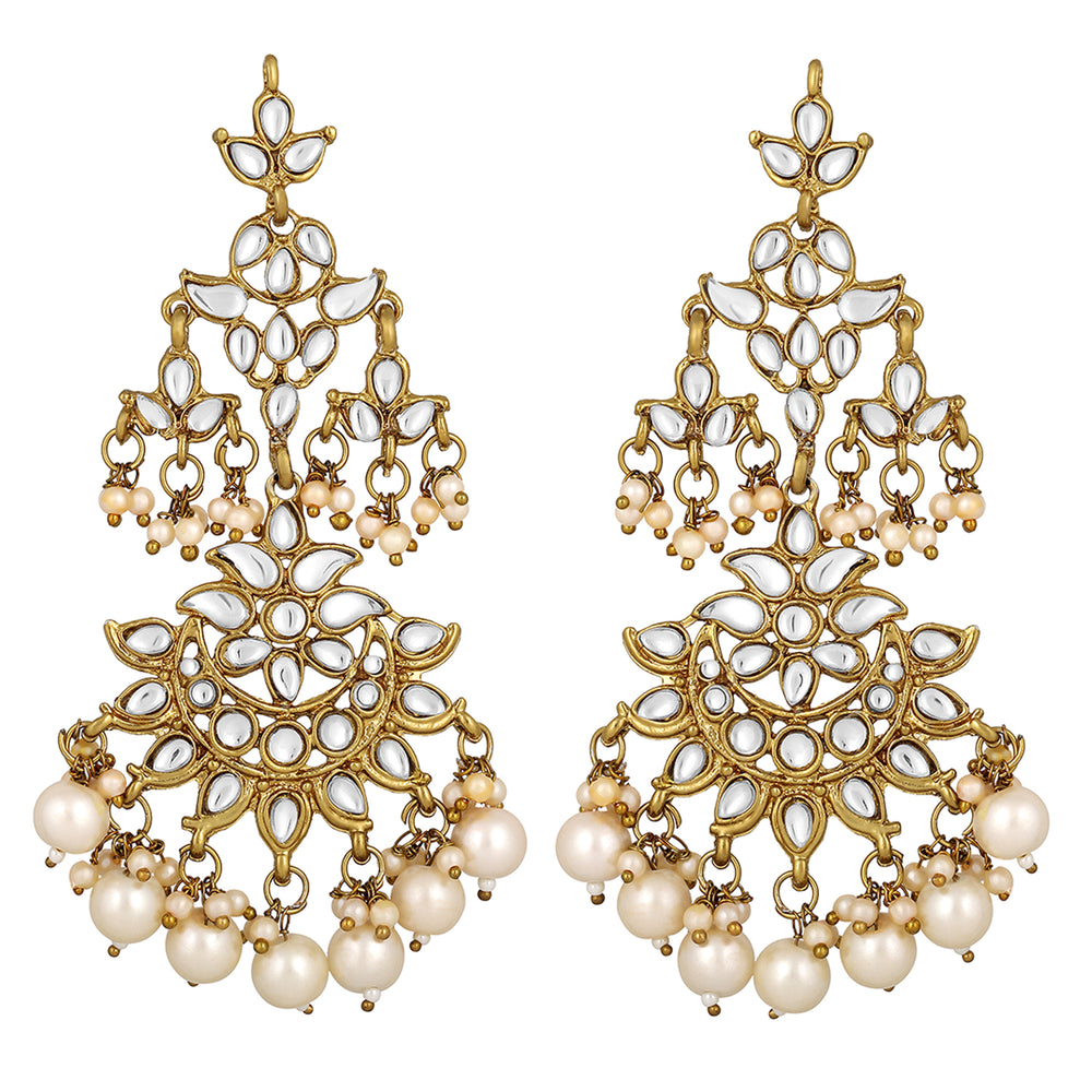 Gold Plated Ethnic Dangle Big Earrings