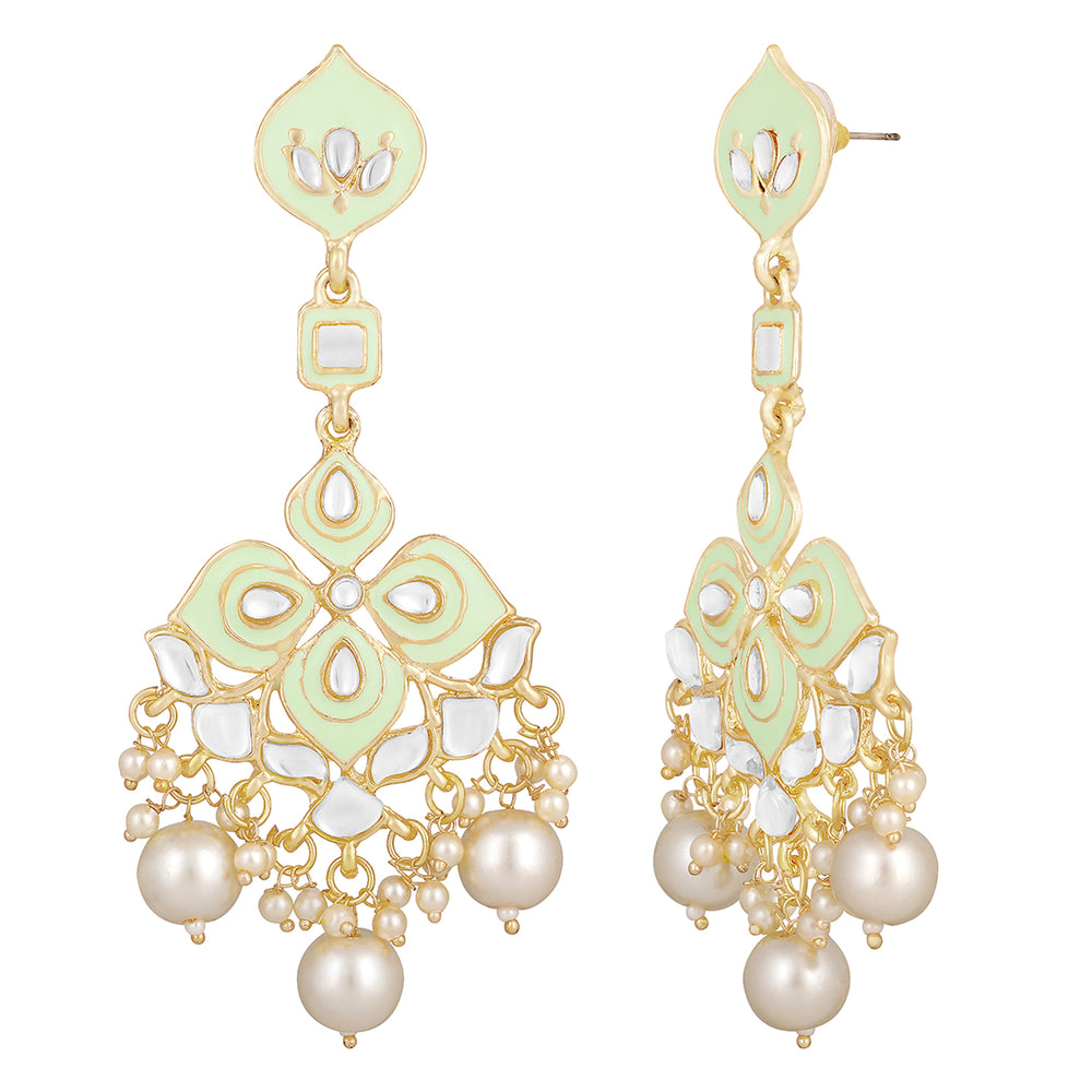 Meena Work Floral Green Earrings