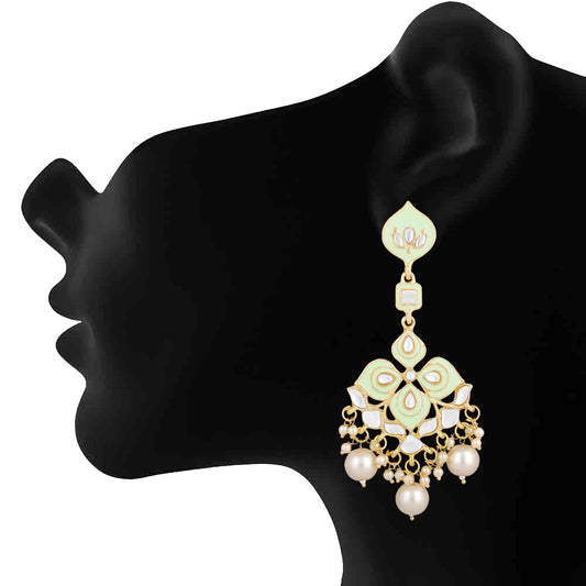 Meena Work Floral Green Earrings