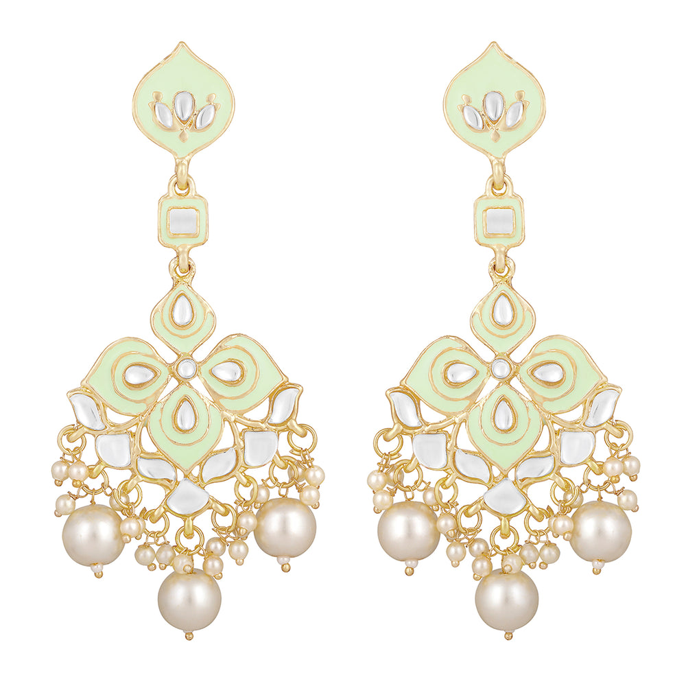 Meena Work Floral Green Earrings