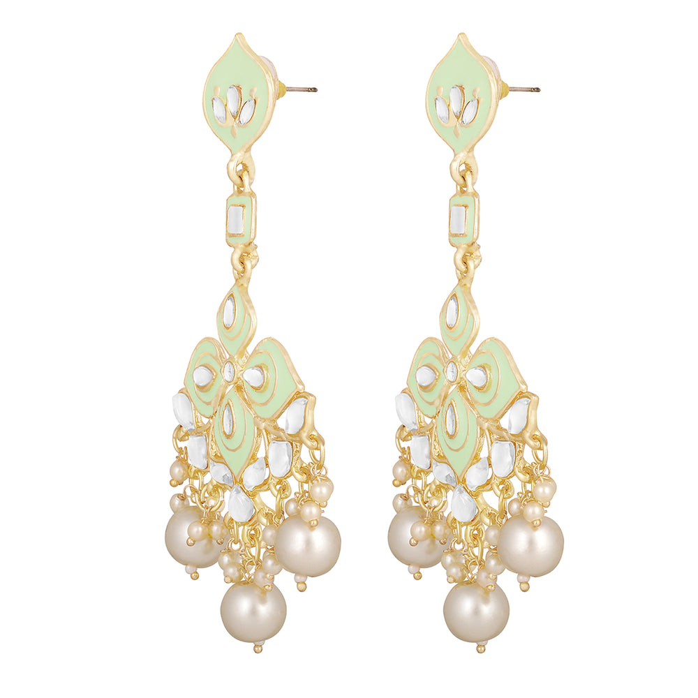 Meena Work Floral Green Earrings