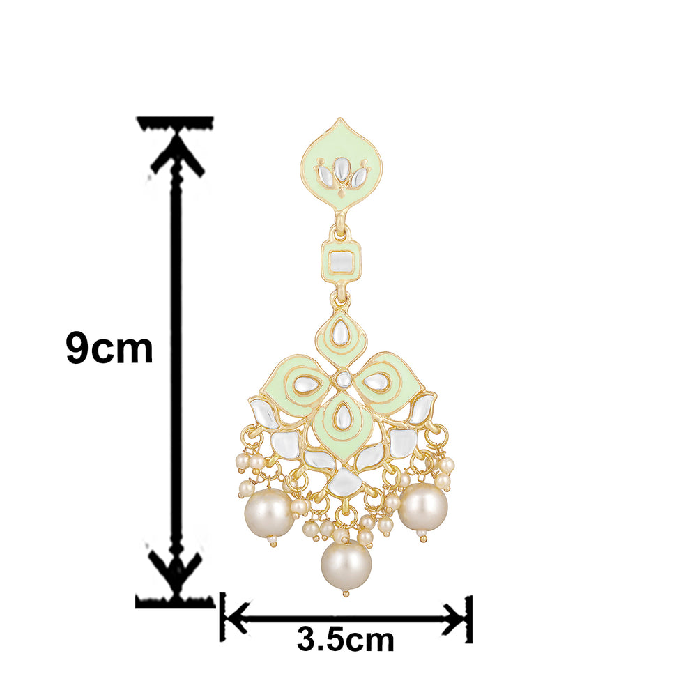 Meena Work Floral Green Earrings