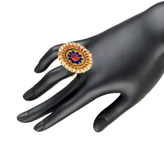 Multicolored Floral Traditional Finger Ring