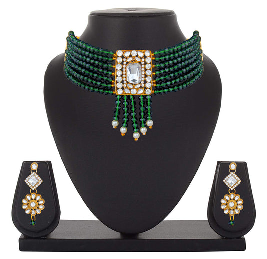 Green Kundan Traditional Choker Necklace Set