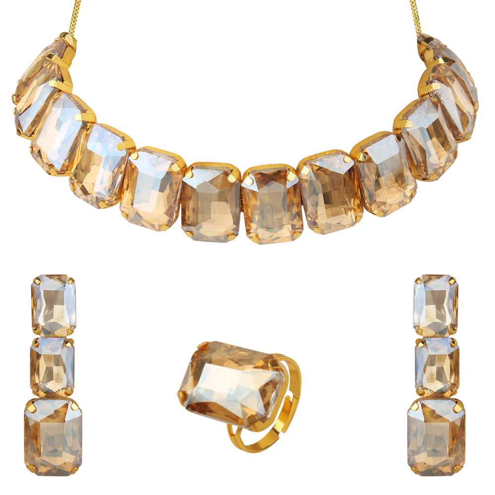 Big White Stone Choker Jewelry Set