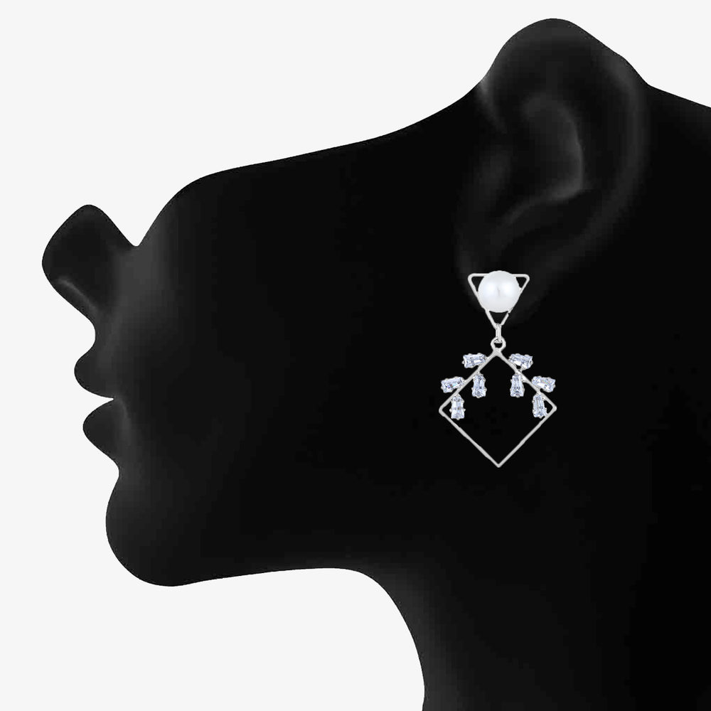 AD Stone & Artificial Pearl Dangler Earring