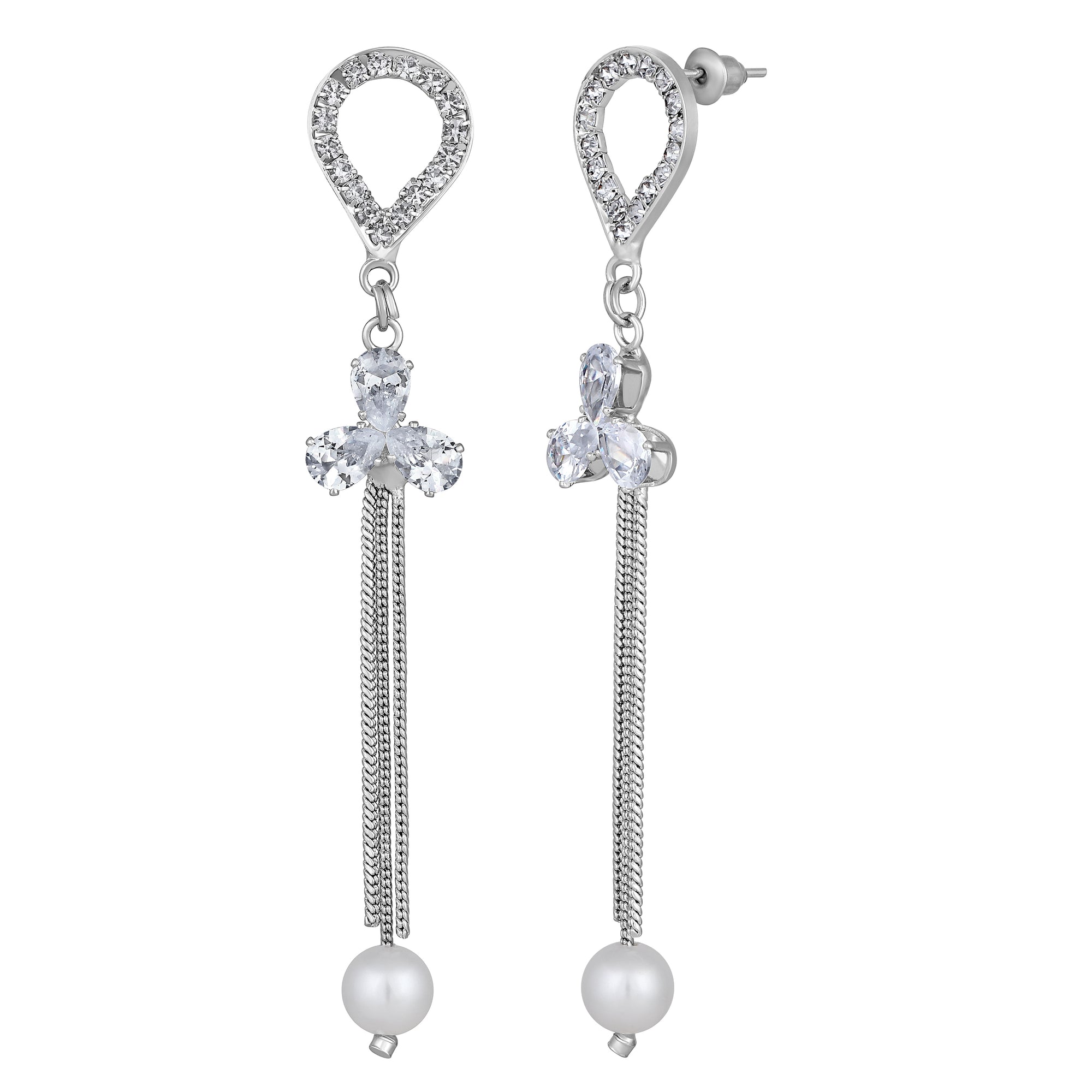 AD Stone & Artificial Pearl Dangle Drop Tassel