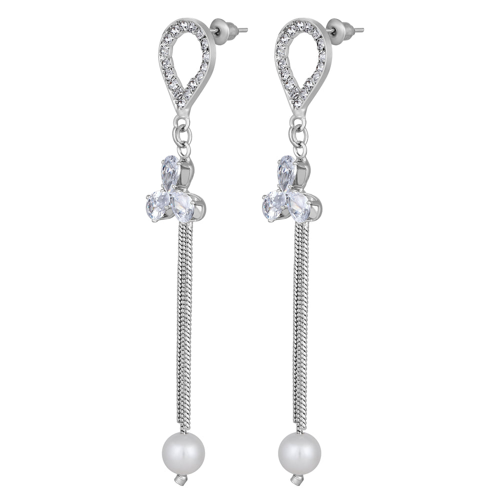AD Stone & Artificial Pearl Dangle Drop Tassel