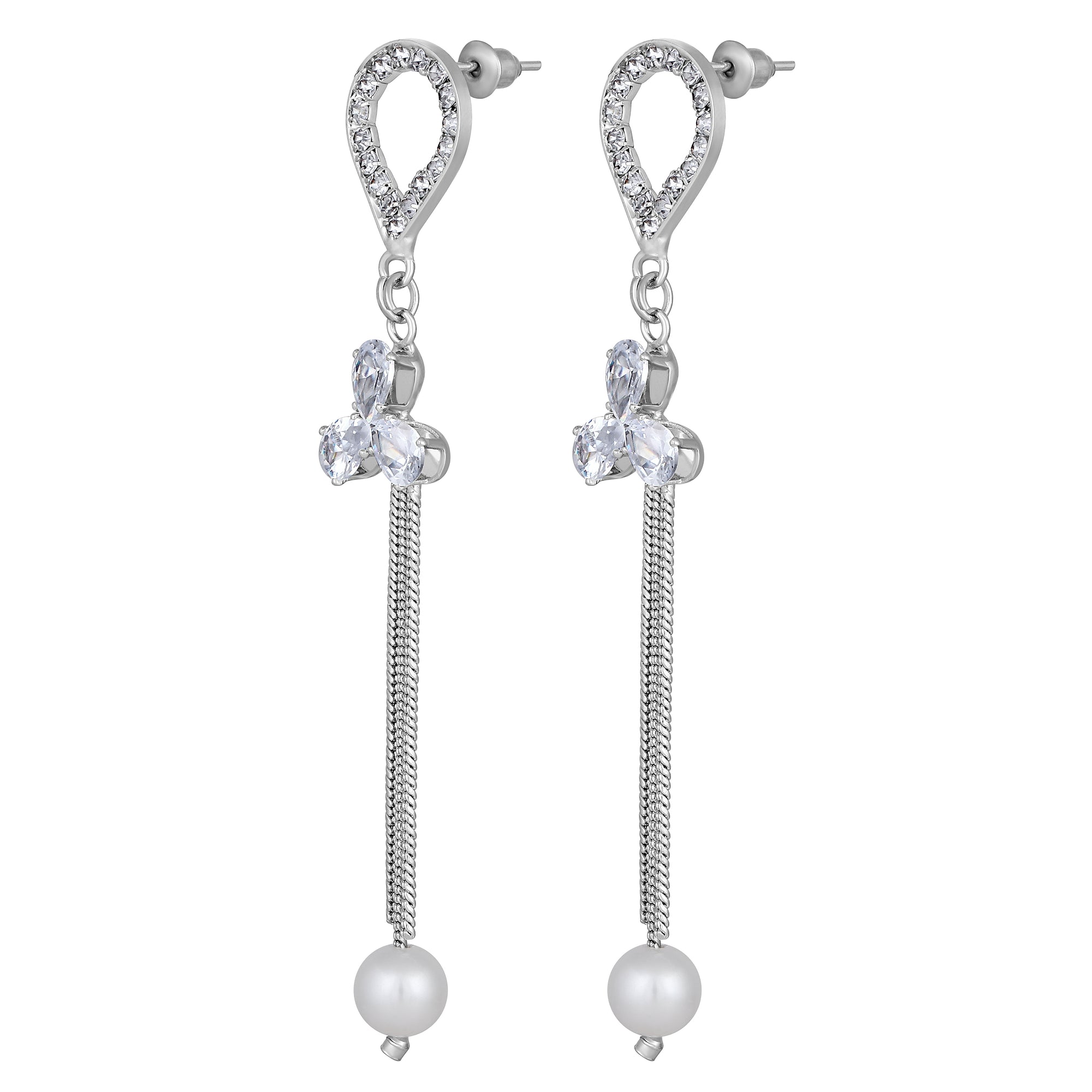 AD Stone & Artificial Pearl Dangle Drop Tassel