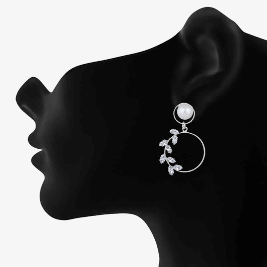 AD Stone & Artificial Pearl detachable Stud Dangler Earring
