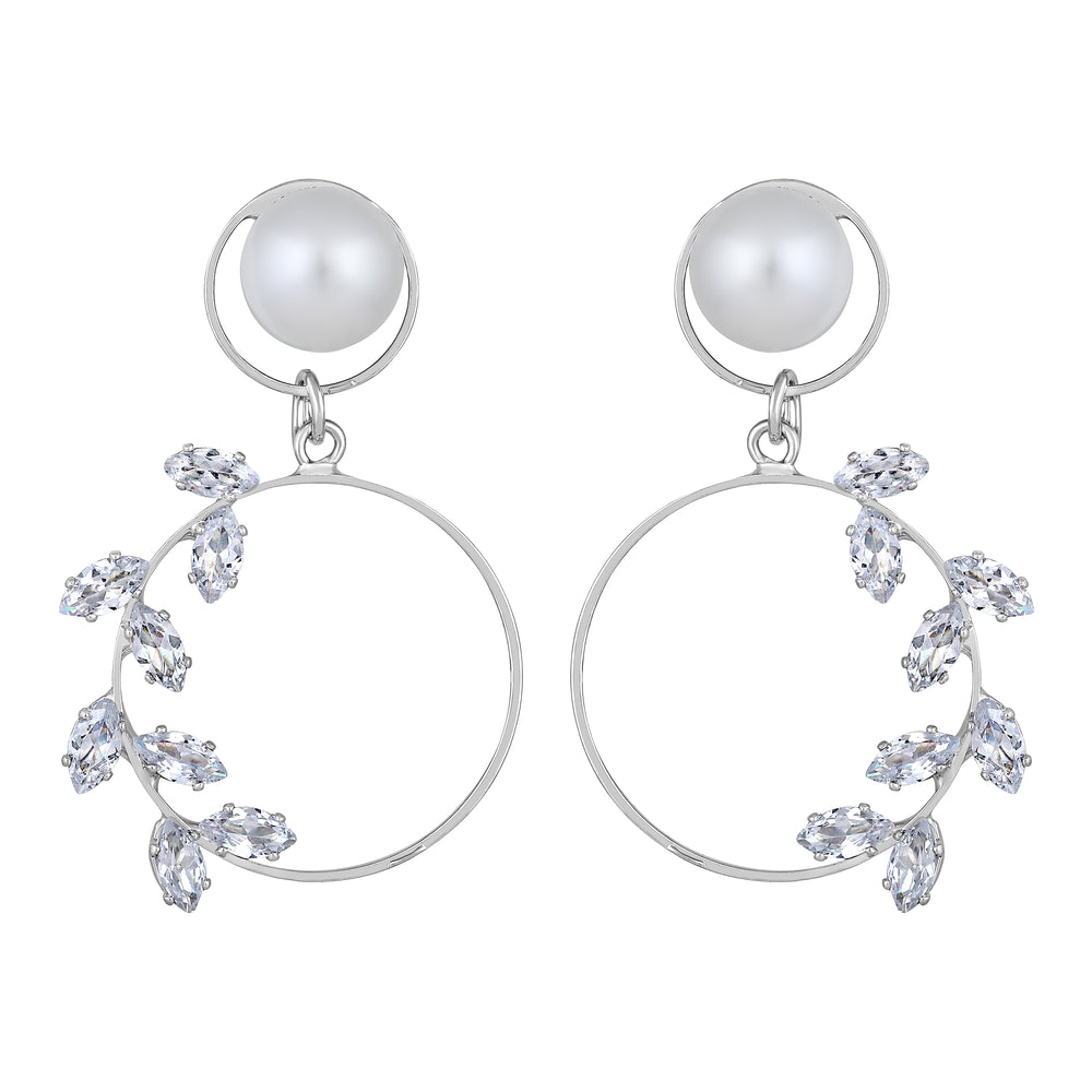 AD Stone & Artificial Pearl detachable Stud Dangler Earring