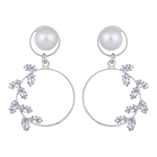 AD Stone & Artificial Pearl detachable Stud Dangler Earring