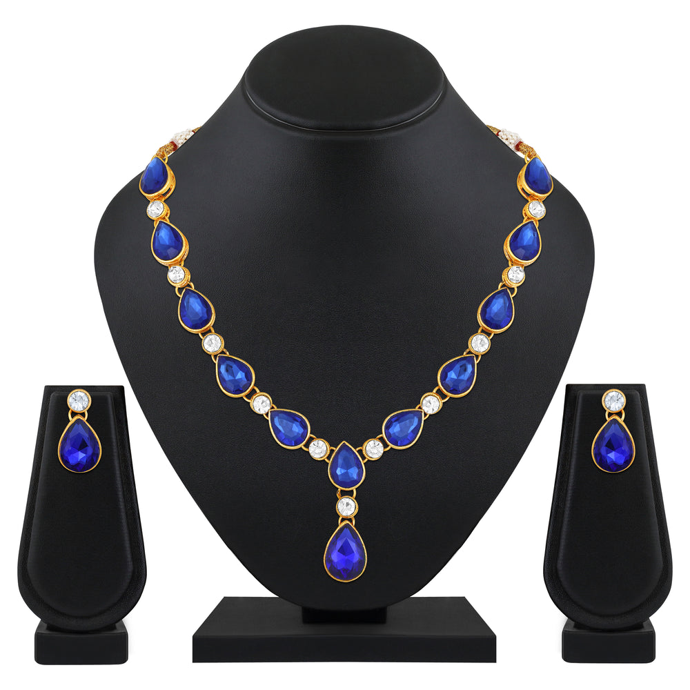 Green and White Ethnic Necklace with Pair of Earrings