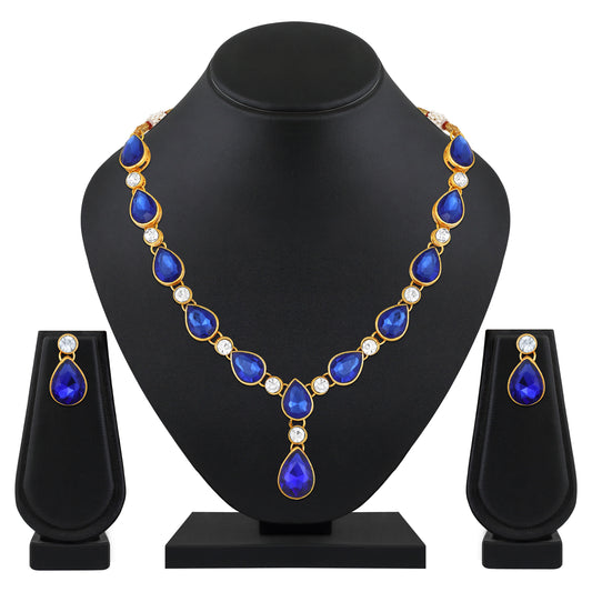 Green and White Ethnic Necklace with Pair of Earrings
