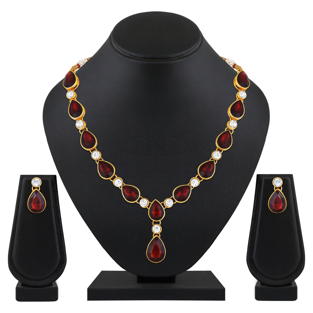 Green and White Ethnic Necklace with Pair of Earrings