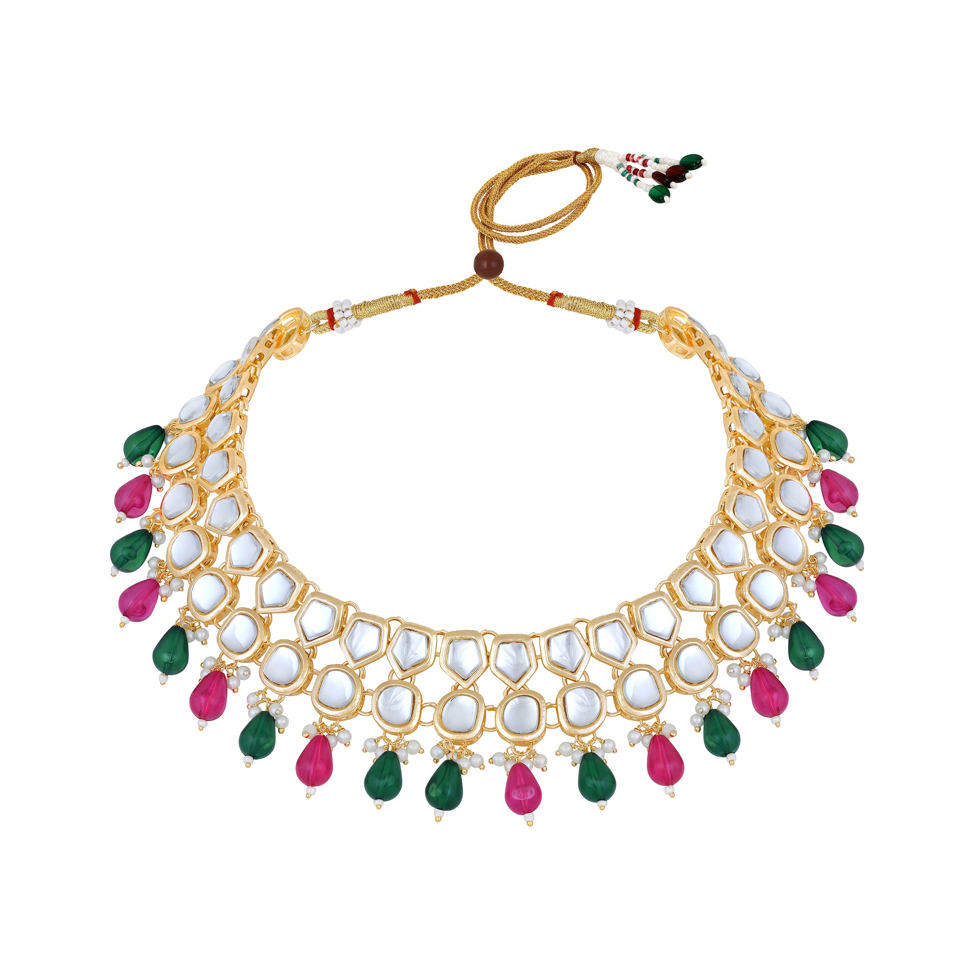 Colorful Ethnic Necklace with Pair of Earrings