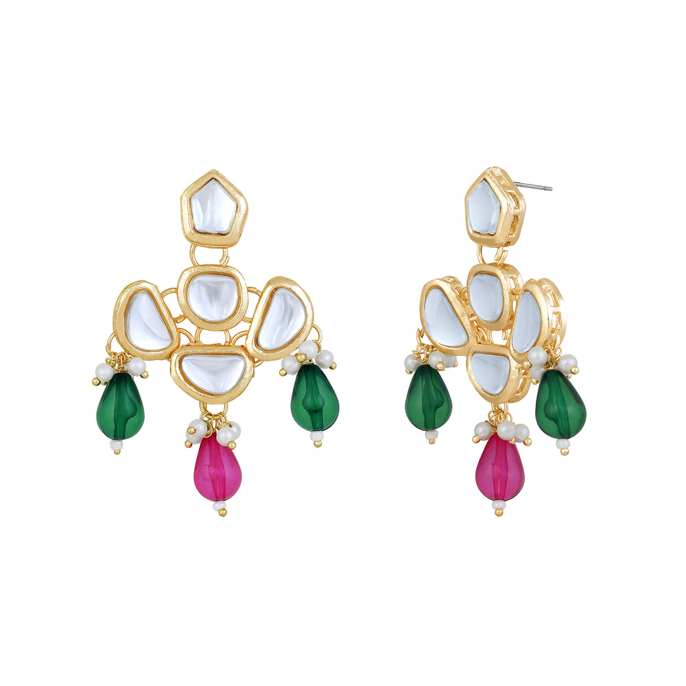 Colorful Ethnic Necklace with Pair of Earrings