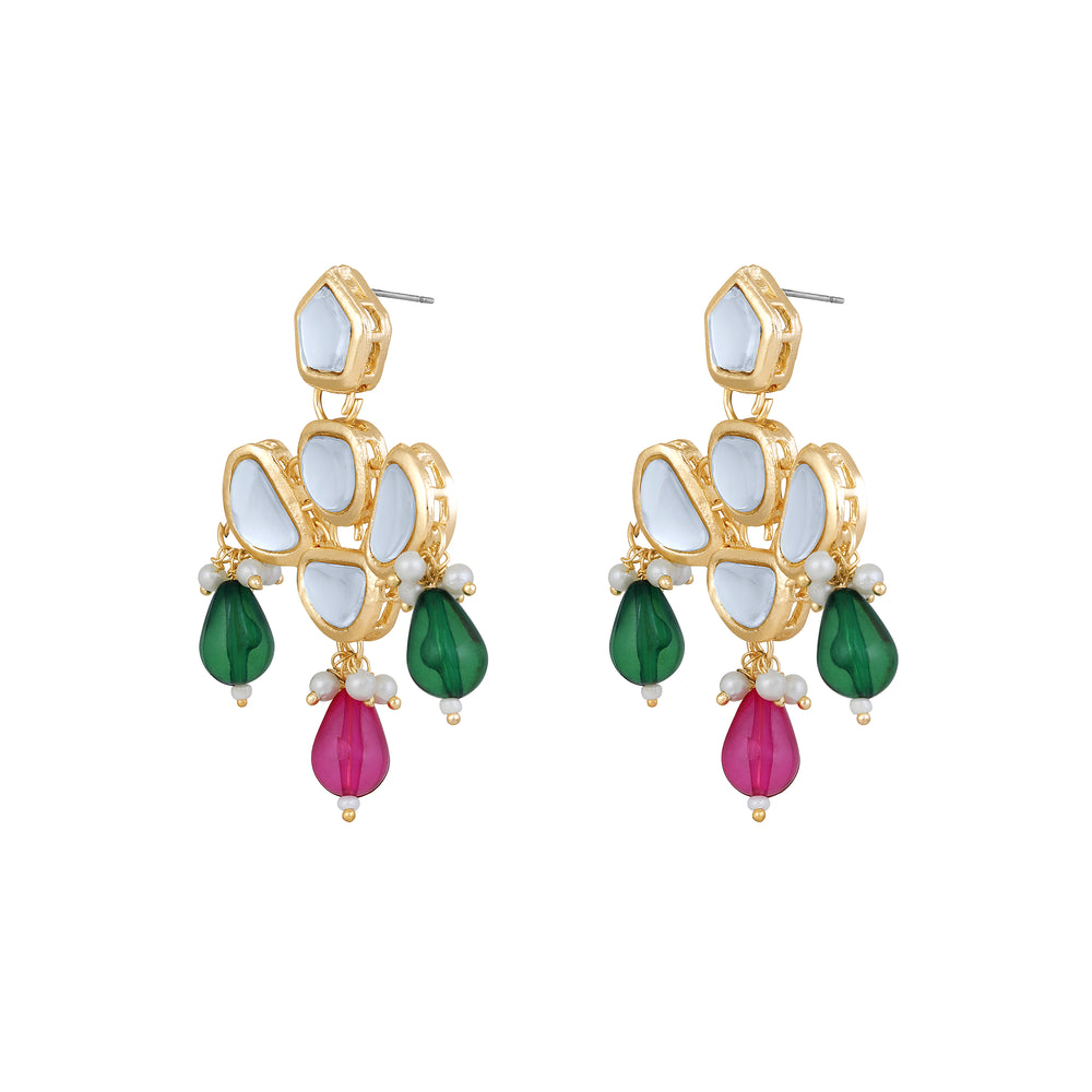 Colorful Ethnic Necklace with Pair of Earrings