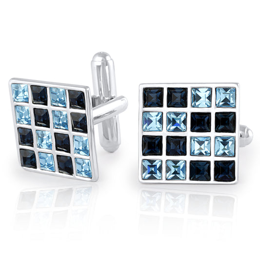 Black & Blue Cufflinks made with Swarovski Crystals
