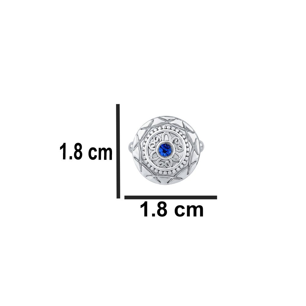 Blue Crystal Round Cufflink