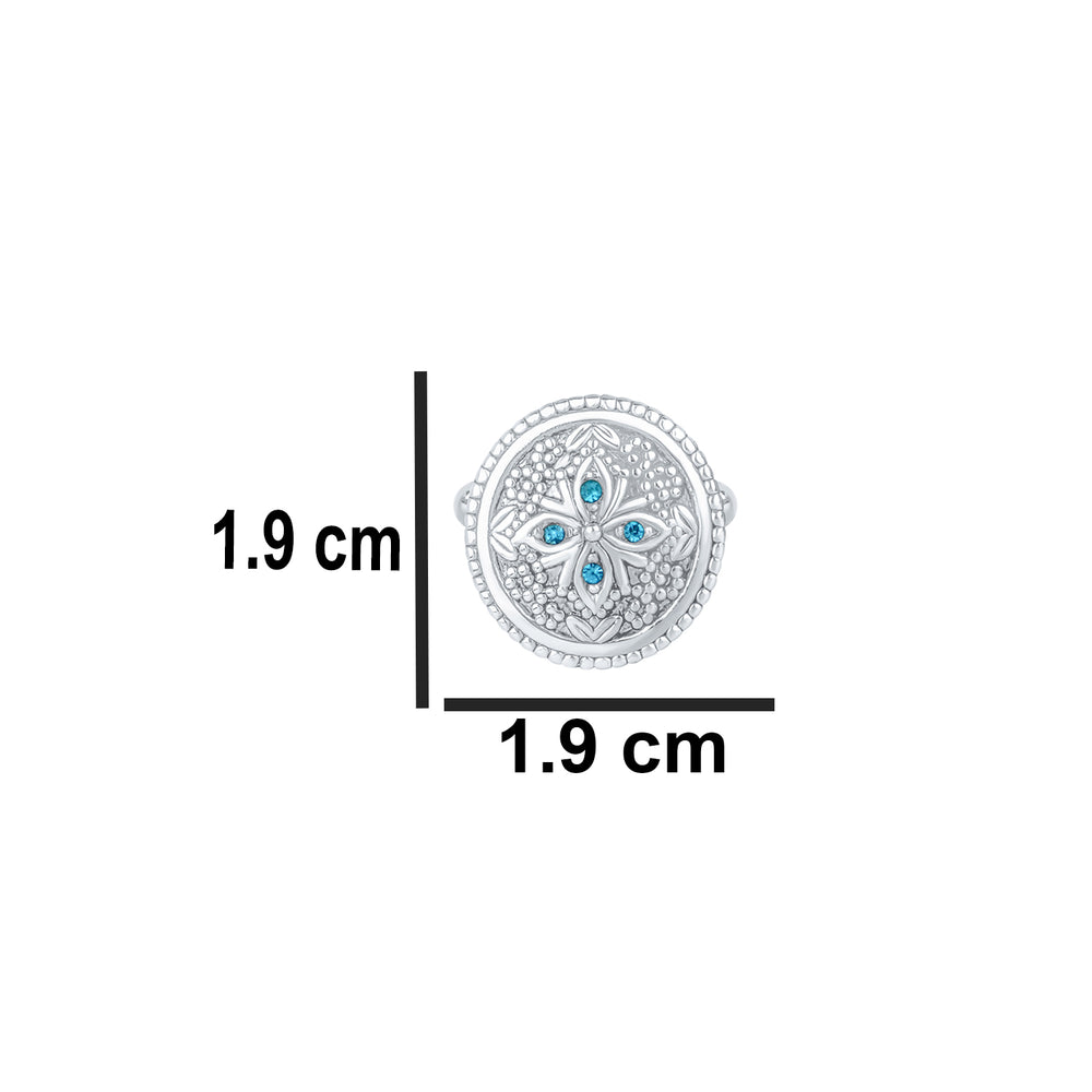 Blue Crystal Floral Cufflink