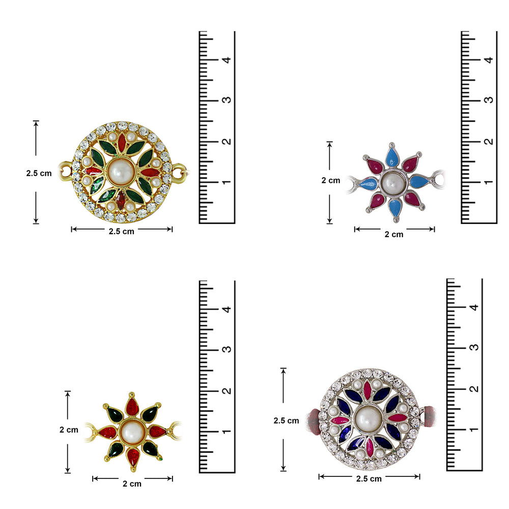 Combo of Four Floral Rakhi's with Artificial Pearl