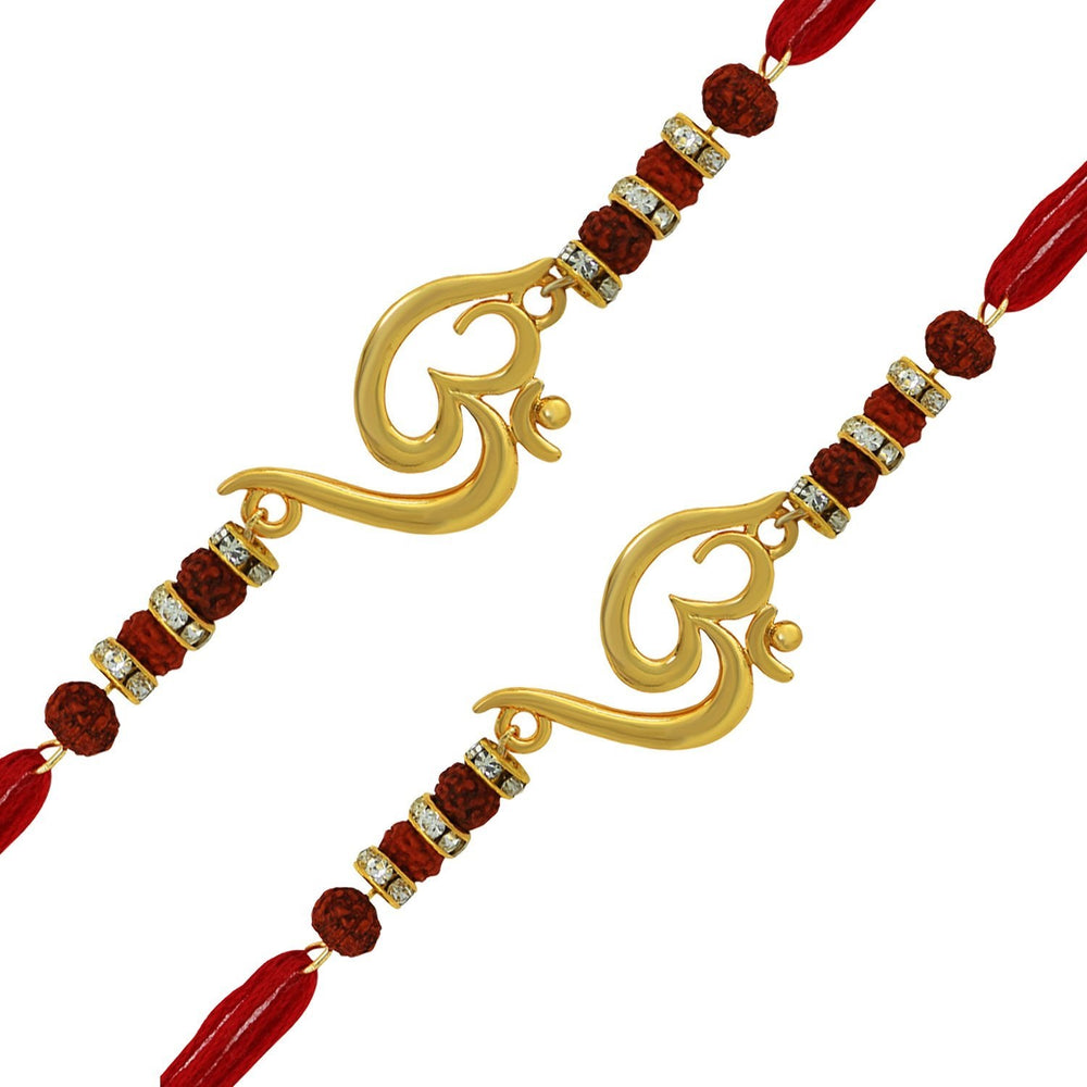 Combo of Religious OM with Rudraksha and Crystals Rakhi