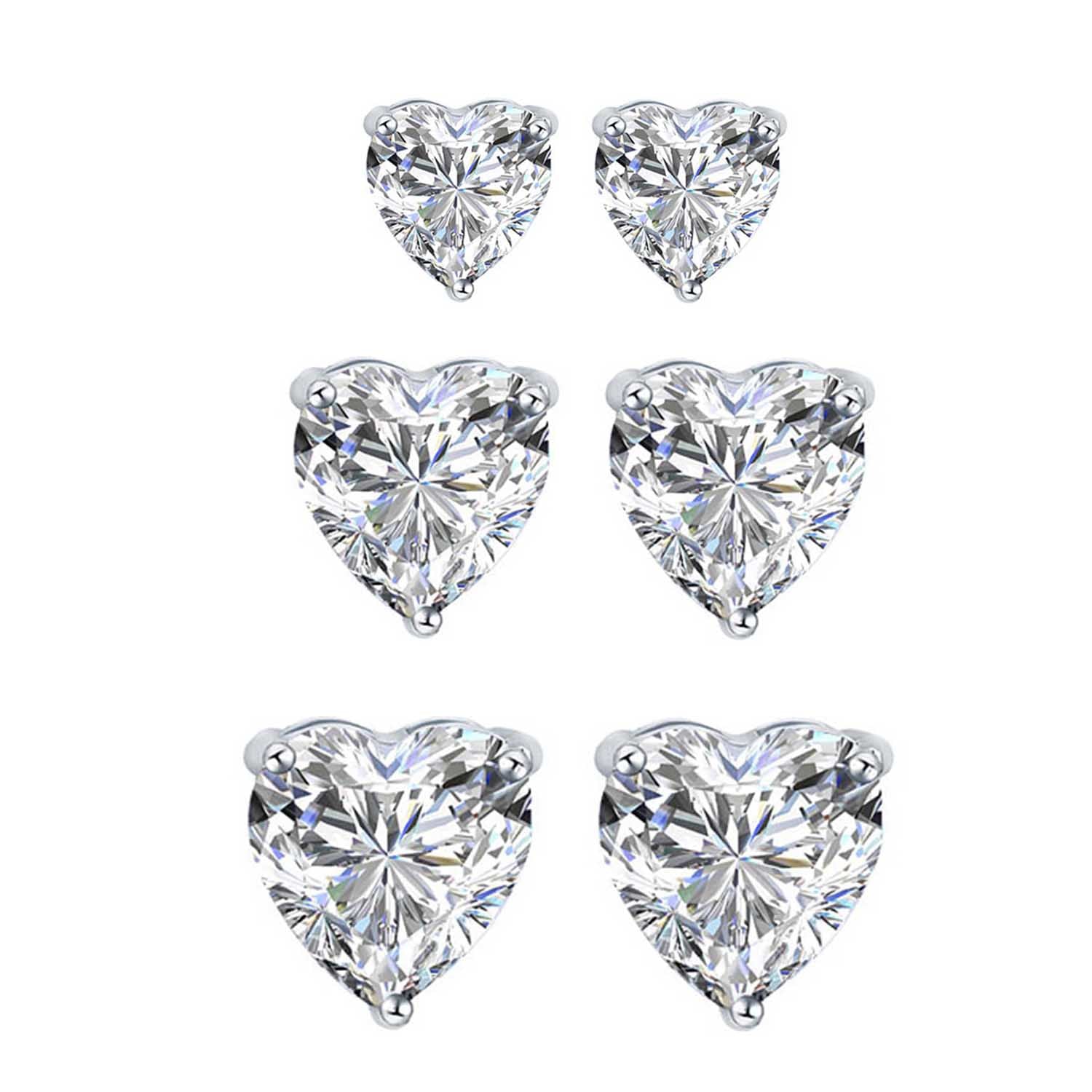 Solitaire Heart Studs