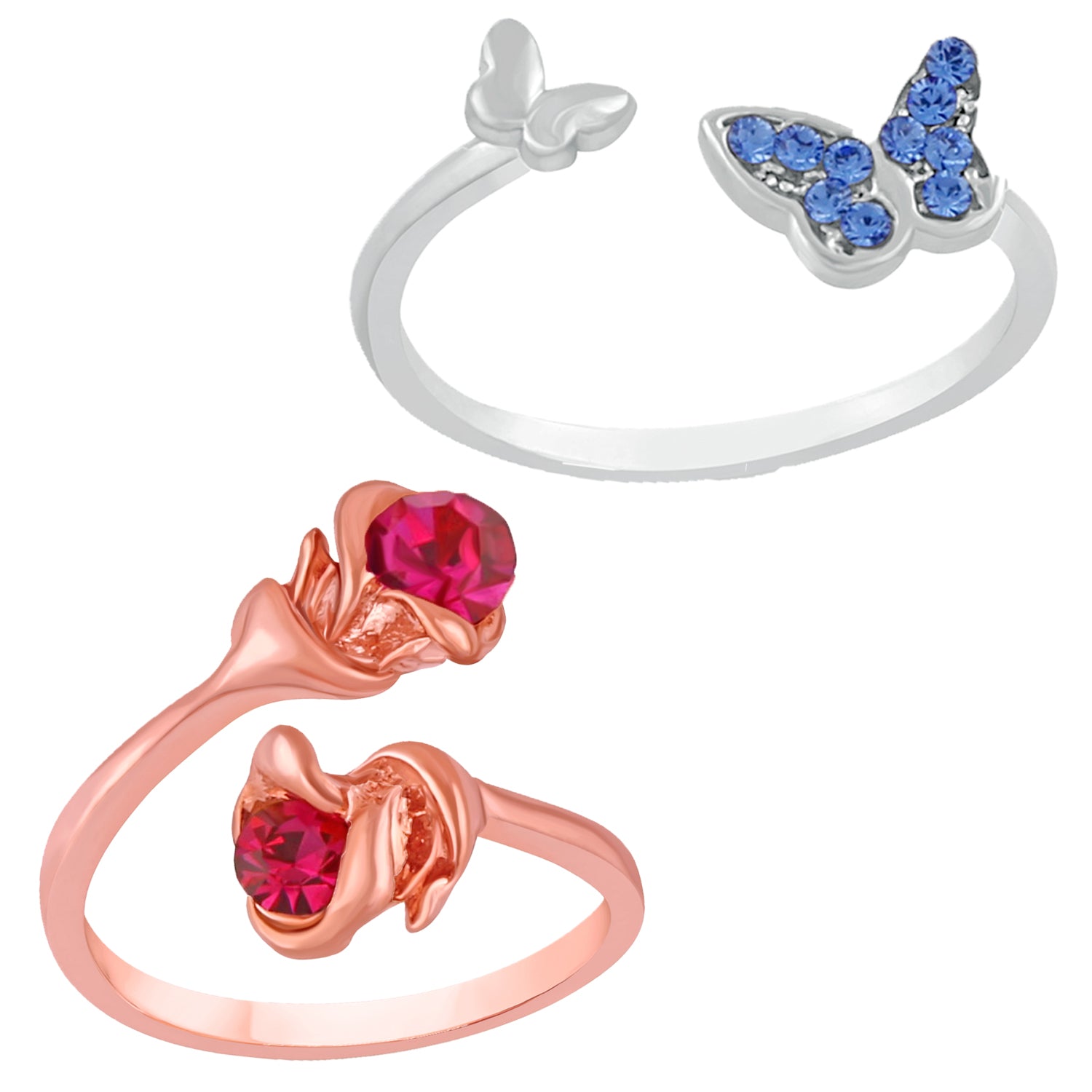 Beautiful Floral Butterfly love Finger Rings Combo