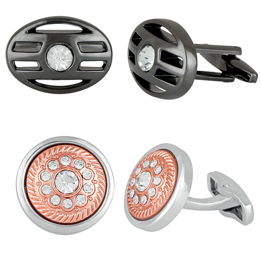 Gleaming crystals Cufflinks combo