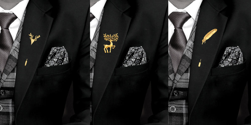Combo of Leaf and Deer Brooch / Lapel Pin