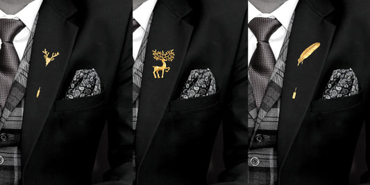Combo of Leaf and Deer Brooch / Lapel Pin